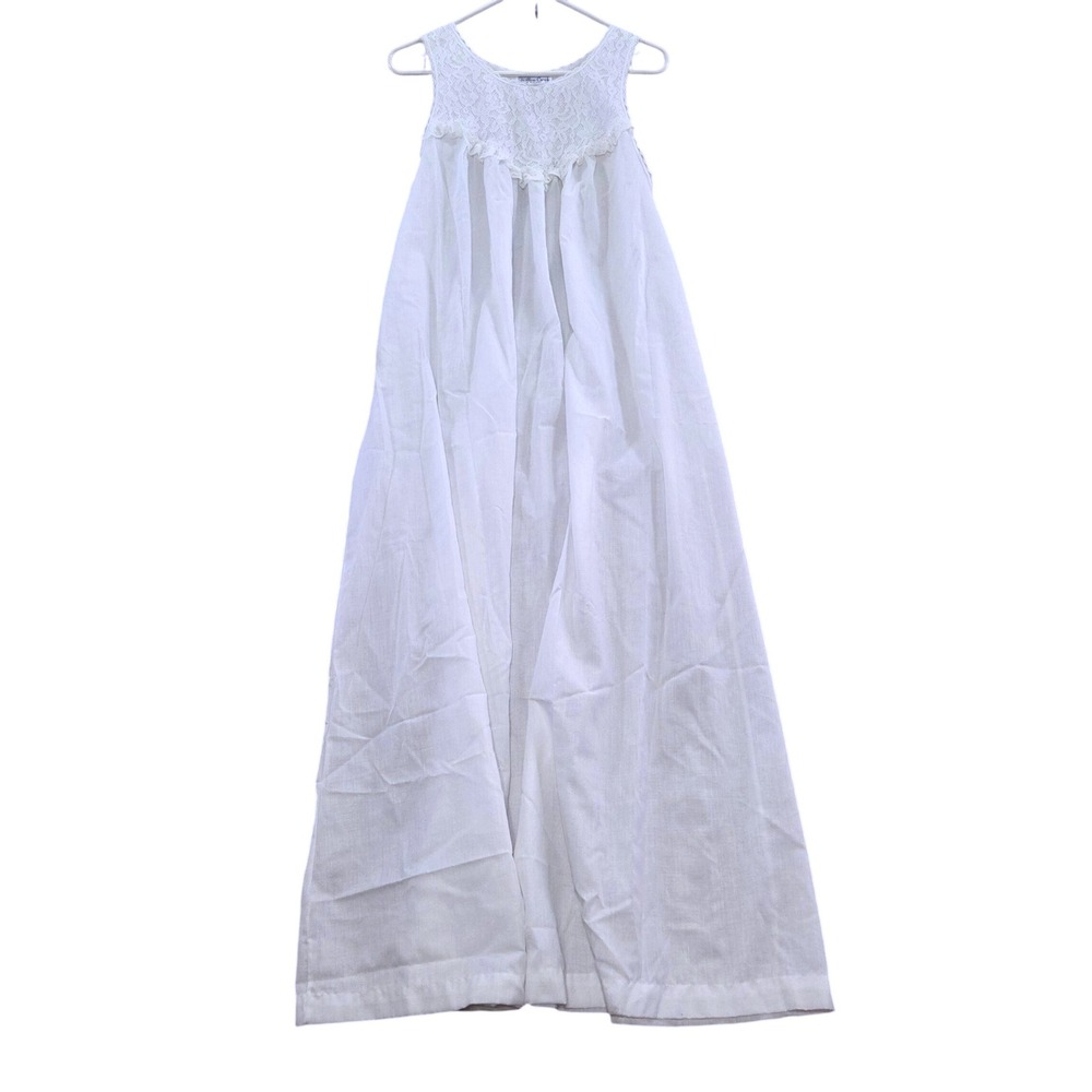 VTG Willow Creek Womens Small White Lace Trim Nightgown Sleepwear USA Made‎